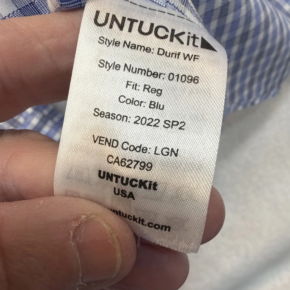 UNTUCKit   Durif WF Reg Fit Men's‎ XXXL  Long Sleeve Button Up Blue Plaid 01096 - Picture 11 of 13